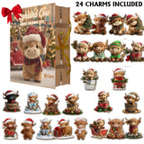 Christmas Highland Cow - Personalized Highland Cow Folded Advent Calendar With Ornaments
