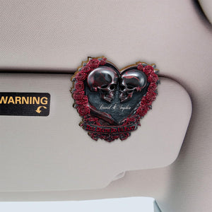 Till Death Do Us Part - Personalized Skull Shaped Car Visor Clip