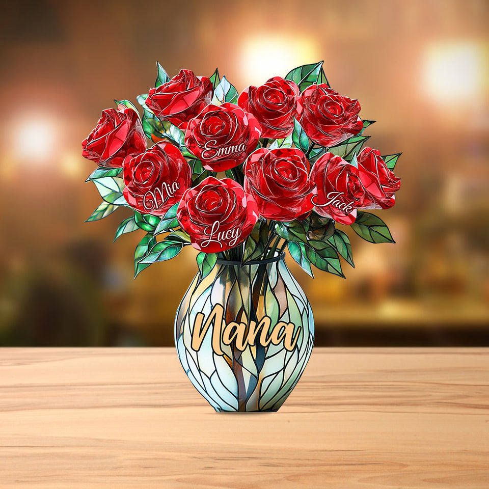 Mom’s Blossom - Personalized Mother Custom Shaped Acrylic Plaque