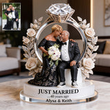 Just Married, Funny And Sentimental Anniversary Gift For Partner - Personalized Couple Custom Shaped Acrylic Plaque