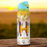 Pencil Alphabet Custom Name - Personalized Kid 2-In-1 Spout Water Bottle