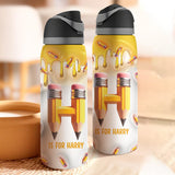 Pencil Alphabet Custom Name - Personalized Kid 2-In-1 Spout Water Bottle