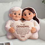 To My Grandma - Personalized Grandma Faux Fur Shaped Pillow