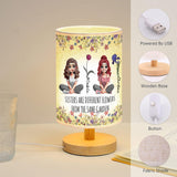 Sisters Are Different Flowers From The Same Garden - Personalized Sister Tableside Lamp With Wood Base