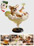 Personalized Dog Swimming In Cocktail, Wine, Whiskey - Personalized Dog Custom Shaped Acrylic Plaque