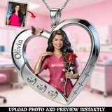 Floral Nurse Heart - Personalized Nurse Shaped Metal Pendant Necklace