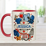 Nurses Are The Heart Of Healthcare - Personalized Nurse Accent Mug