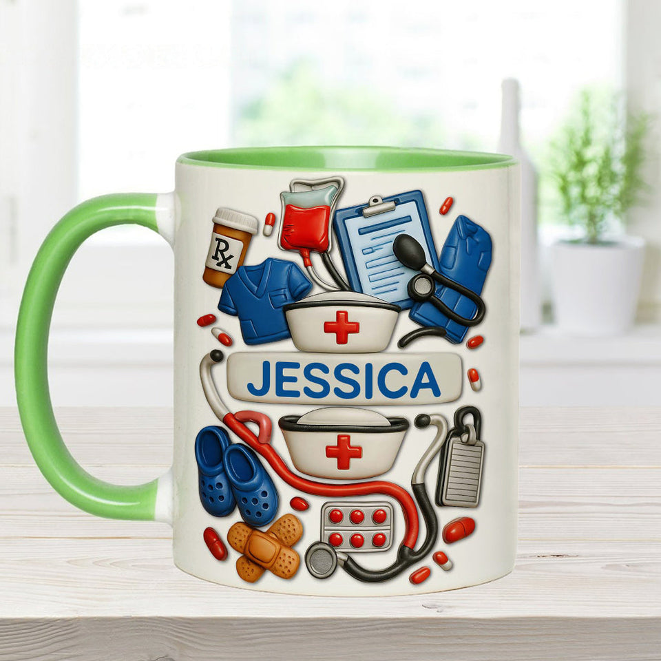 Nurses Are The Heart Of Healthcare - Personalized Nurse Accent Mug