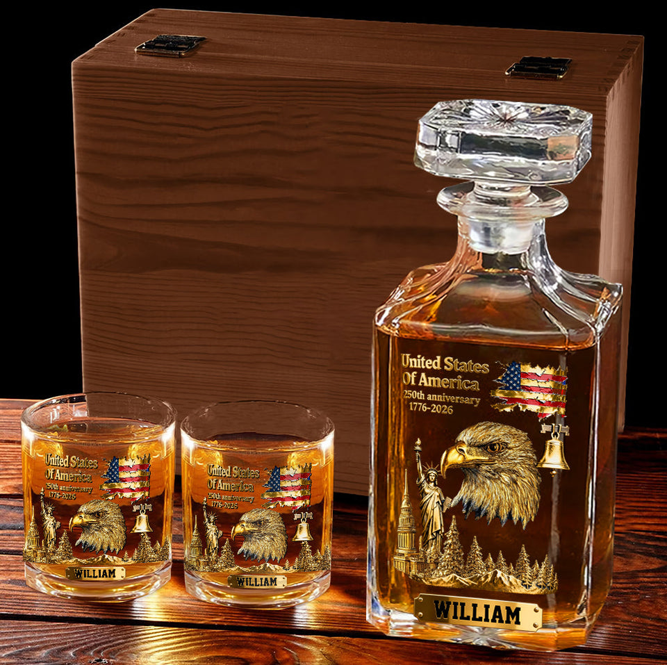 250th Anniversary - Personalized Bald Eagle Whiskey Glass