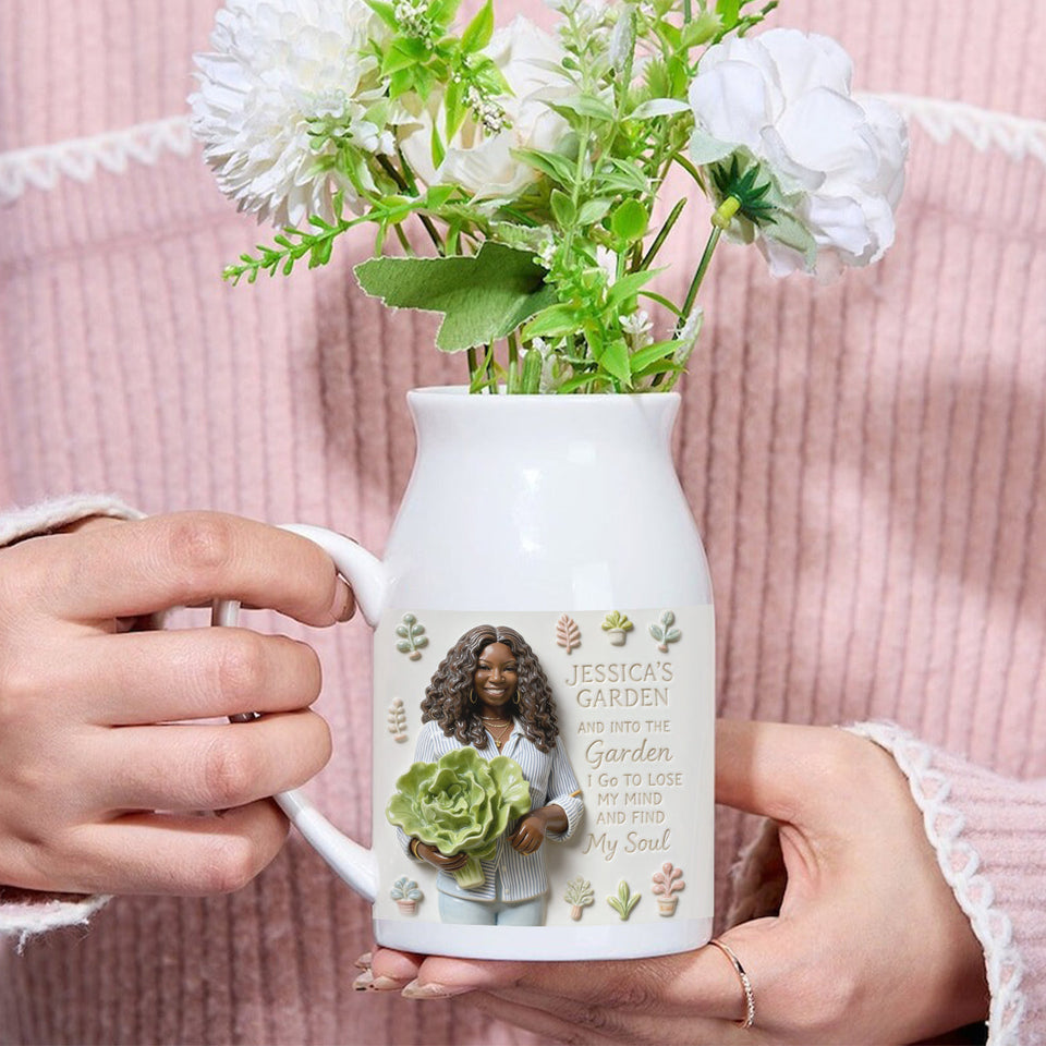 Gift For Gardening Lovers - Personalized Gardening Ceramic Flower Vase