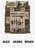 Fishing Lovers Gift, Hooked On Jesus - Personalized Fishing Quilt Set