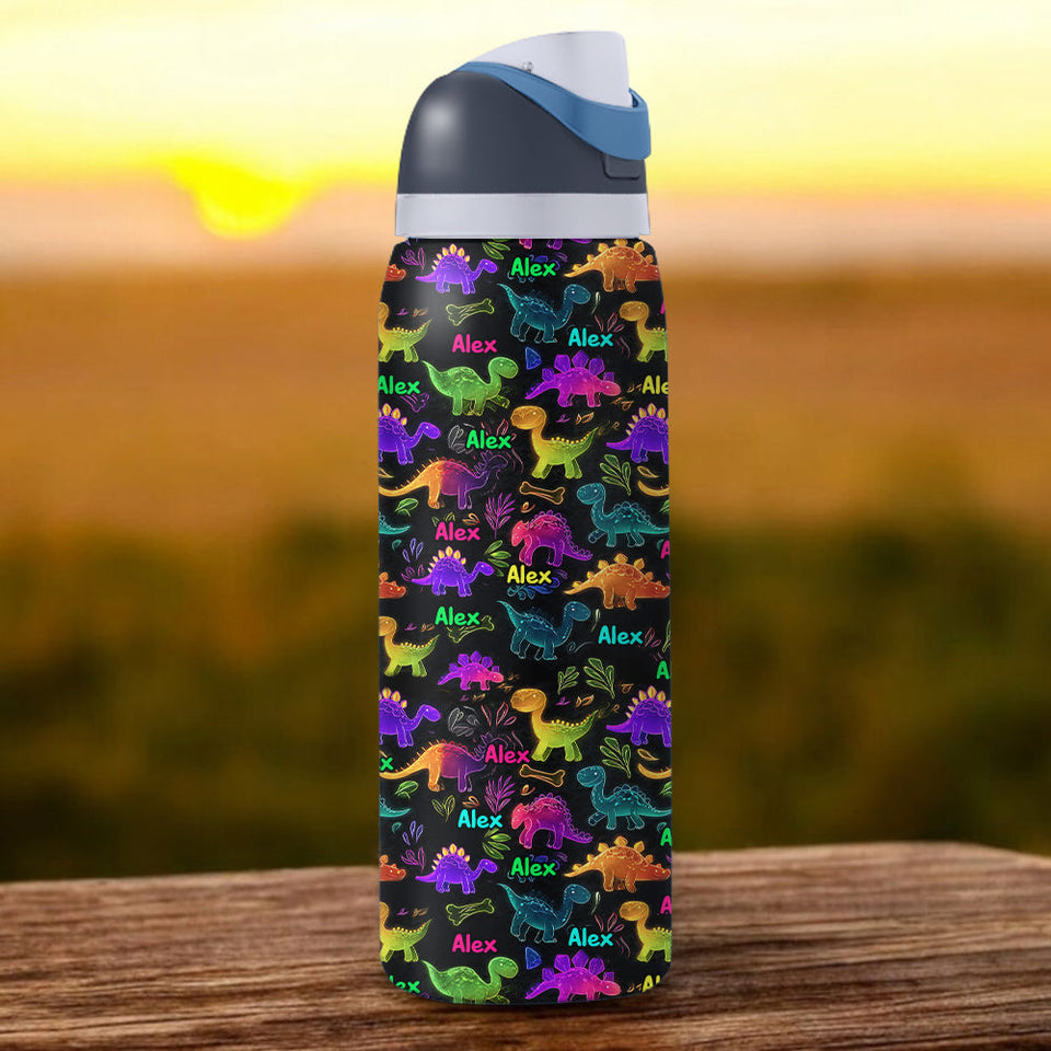 Dinosaur Drinkware for Kids - Personalized Kid 2-In-1 Spout Water Bottle