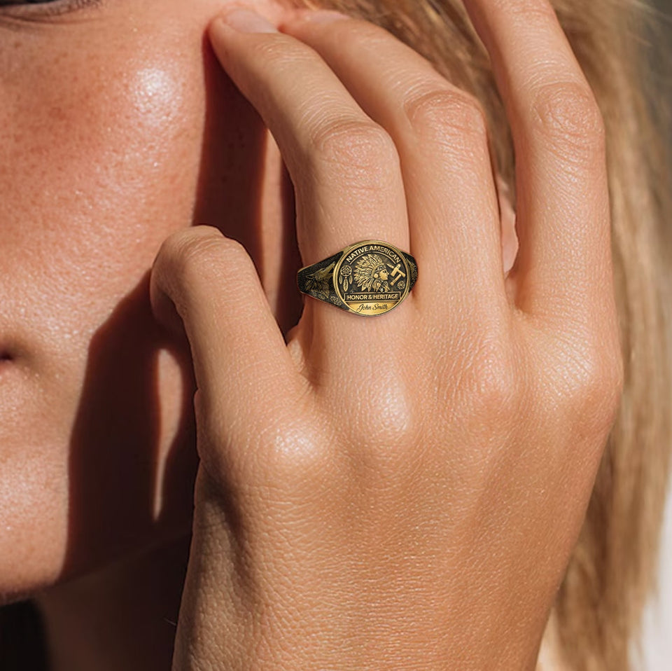 Native Pride, Native American - Personalized American Indian Signet Ring