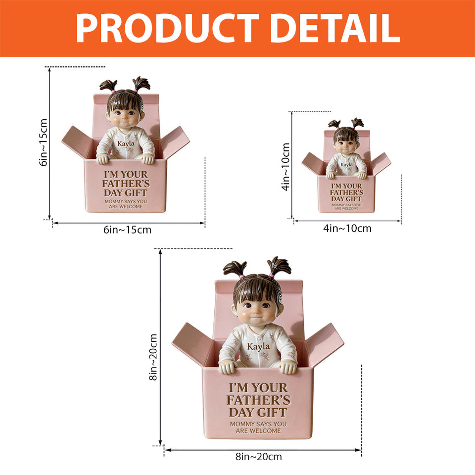 Personalized Black Baby Girl in Box Acrylic Plaque, Custom Taylor Father's Day Gift Keepsake Statue, Cute Newborn Son Daughter Table Decor from Mommy