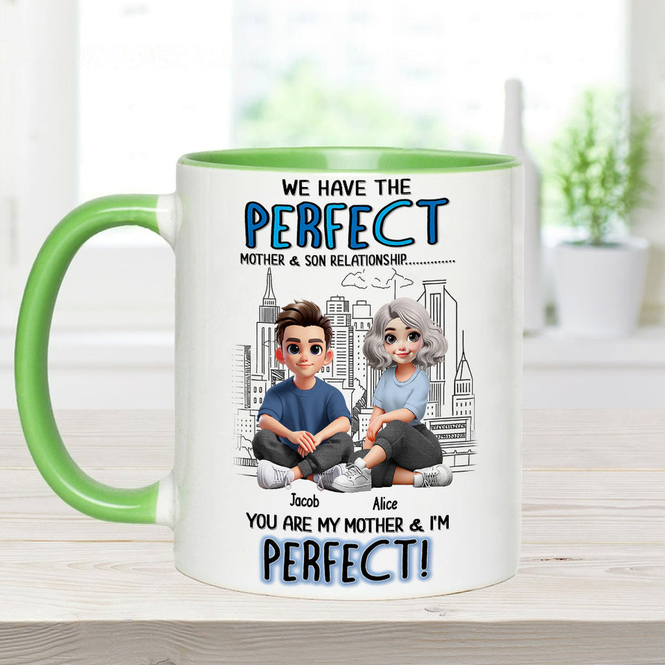 Mother-Son/ Daughter Relationship - Personalized Mother Accent Mug