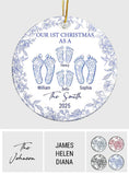 Our First Christmas - Personalized Family Ceramic Circle Ornament