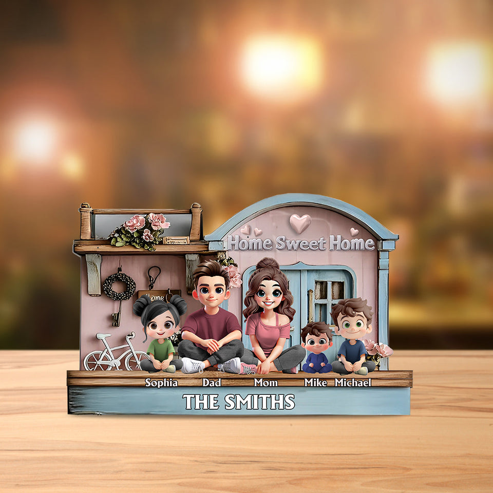Home Sweet Home - Personalized Family Custom Shaped Acrylic Plaque