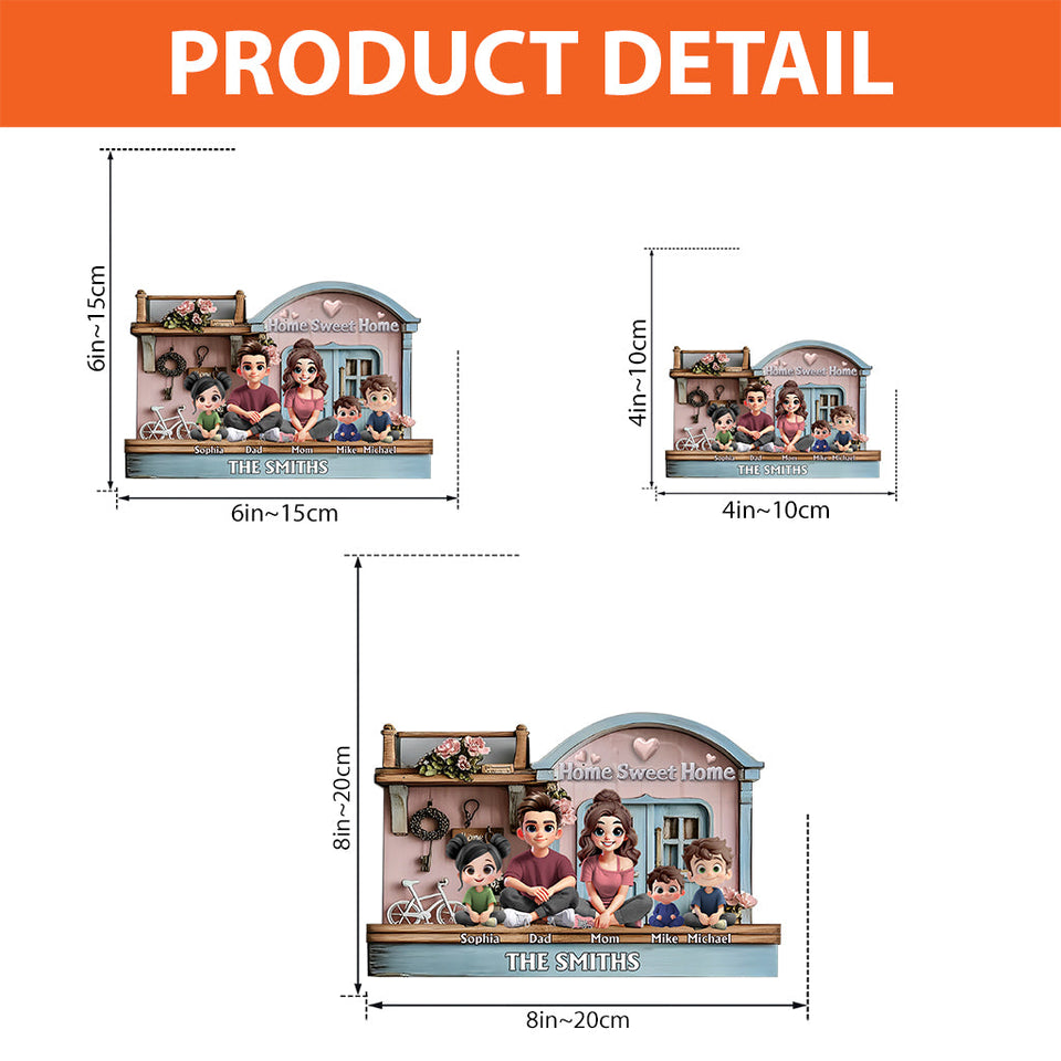 Home Sweet Home - Personalized Family Custom Shaped Acrylic Plaque