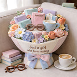 Just A Girl Who Loves Reading Plush Bouquet - Personalized Book Premium Faux Fur Pillow