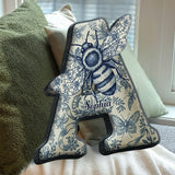Bee Toile De Jouy - Personalized Bee Faux Fur Shaped Pillow