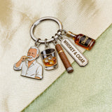 Whiskey And Cigar - Personalized Whisky Premium Keychain With Charms