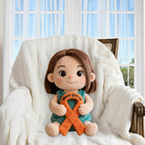 Never Give Up Orange Ribbon - Personalized Multiple Sclerosis Awareness Premium Faux Fur Pillow