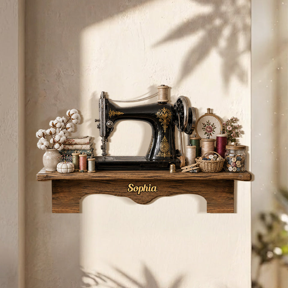 Sewing Mends The Soul - Personalized Sewing Wooden Floating Shelf