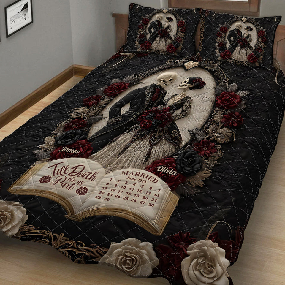 Till Death Do Us Part - Personalized Skull Quilt Set
