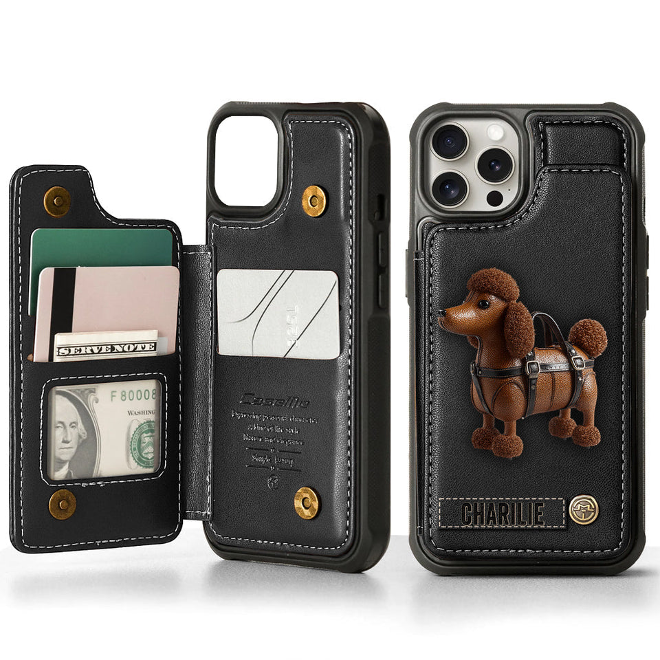 Cute Poodle - Personalized Dog Wallet Phone Case