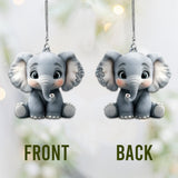 Cute Baby Elephant - Personalized Elephant Car Ornament