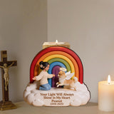 Remember This Rainbow Bridge Remembrance Day - Personalized Dog Custom Shape Wooden Candle Holder