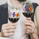 Merry Christmas - Personalized Bestie Wine Glass With Long Stem