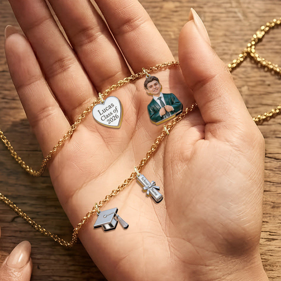 Class Of 2026 - Personalized Graduation Metal Necklaces With Pendants