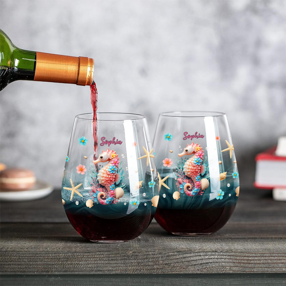 The Beach Is Calling - Personalized Sea Lover All Over Wine Glass