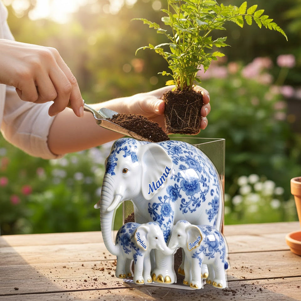 Mama Elephant - Personalized Mother Acrylic Pot