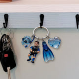 Custom From Any Photo - Personalized Scuba Diving Premium Keychain With Charms