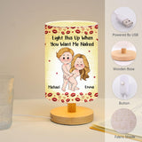 Funny Naughty Gift For Husband/ Wife/ Boyfriend/ Girlfriend... - Personalized Couple Tableside Lamp With Wood Base