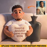 Custom Any Photo - Personalized Couple Hot Water Bottle With Cover