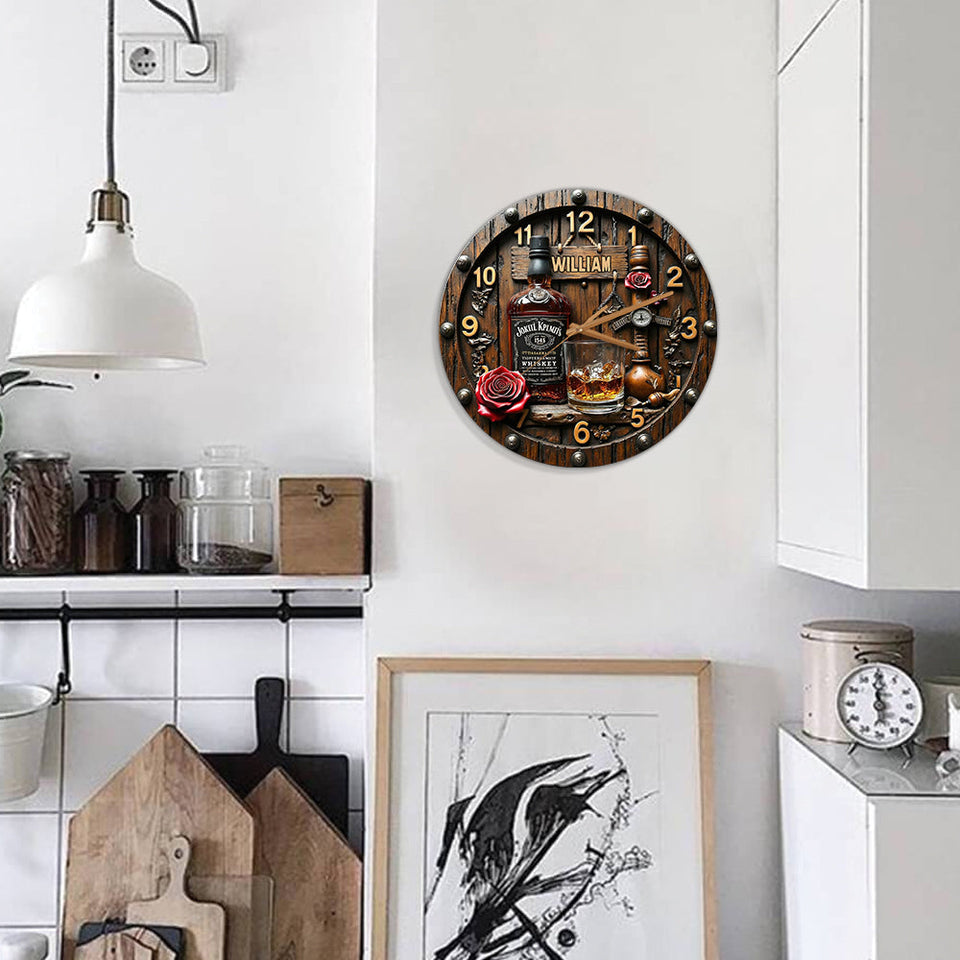 Time For Some Whiskey - Personalized Whisky Wall Clock