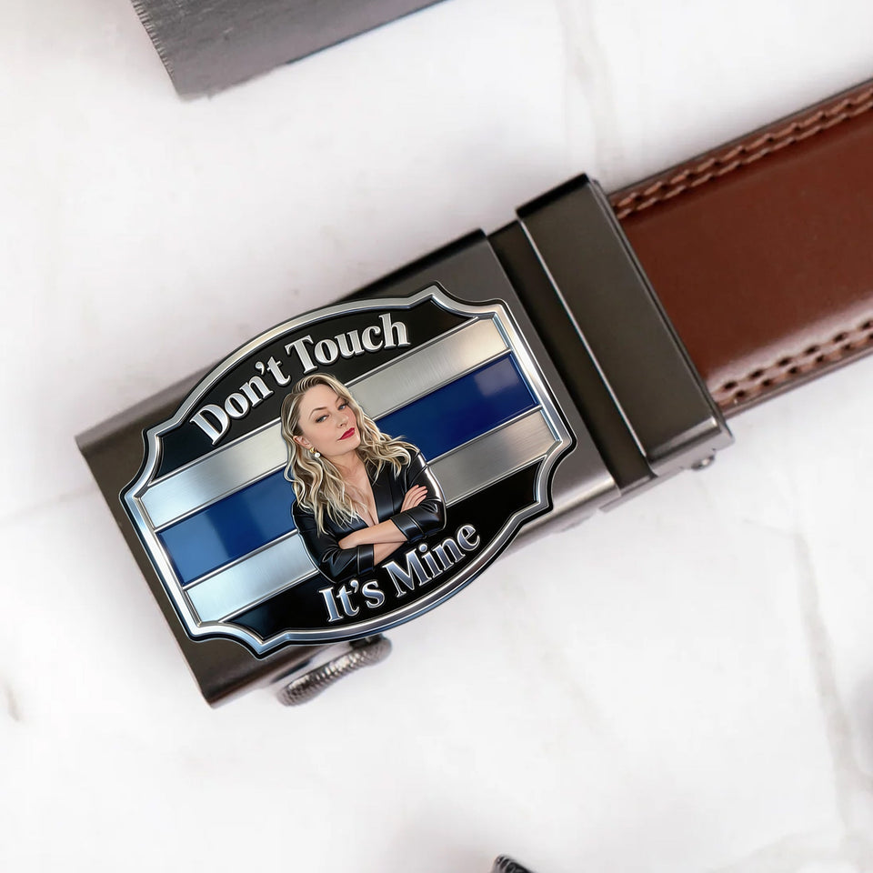 It's Mine - Personalized Couple Leather Belt With Shaped Buckle