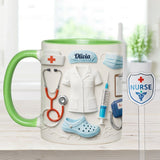 Nurse Gift Idea - Personalized Nurse Set Accent Mug With Acrylic Stirrers