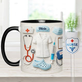 Nurse Gift Idea - Personalized Nurse Set Accent Mug With Acrylic Stirrers