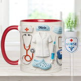 Nurse Gift Idea - Personalized Nurse Set Accent Mug With Acrylic Stirrers