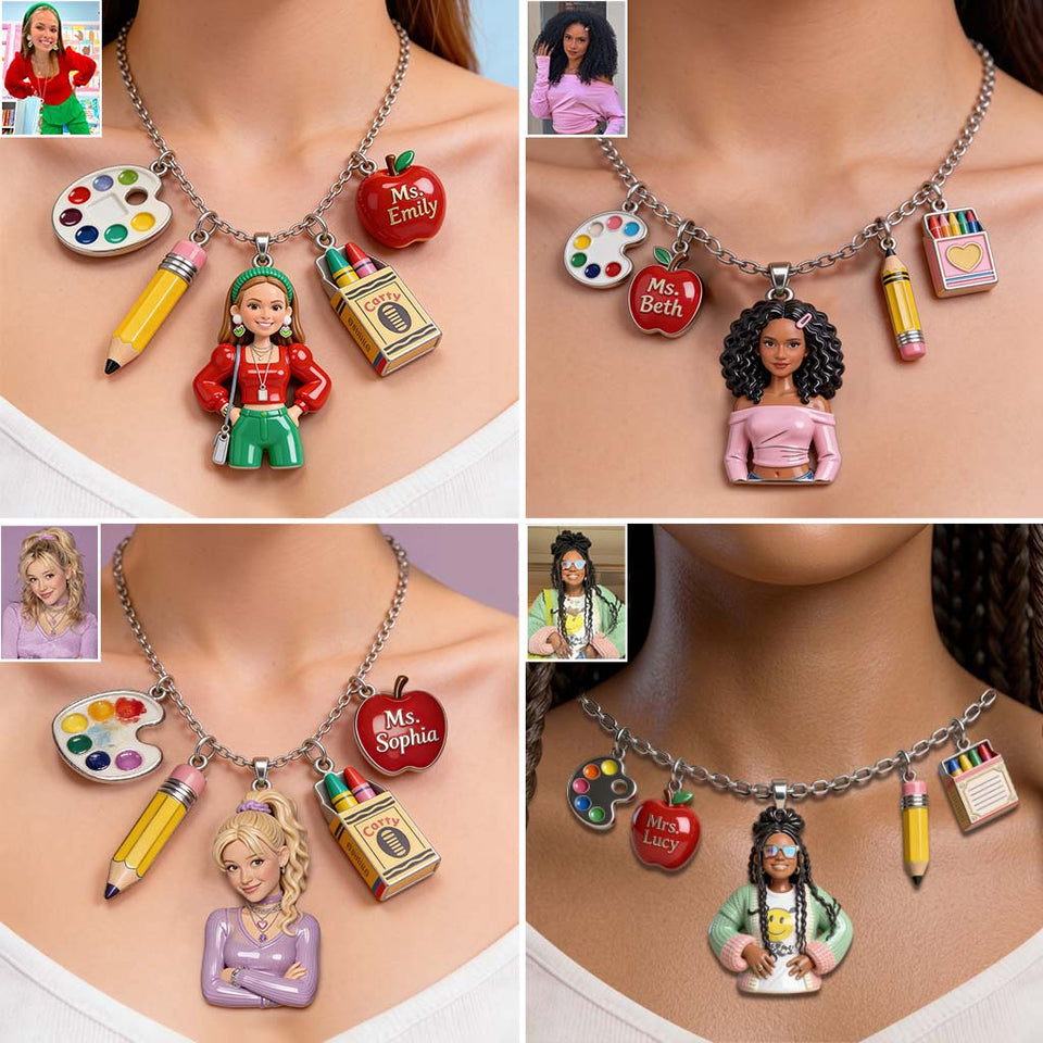 Best Teacher Ever - Personalized Teacher Metal Necklaces With Pendants