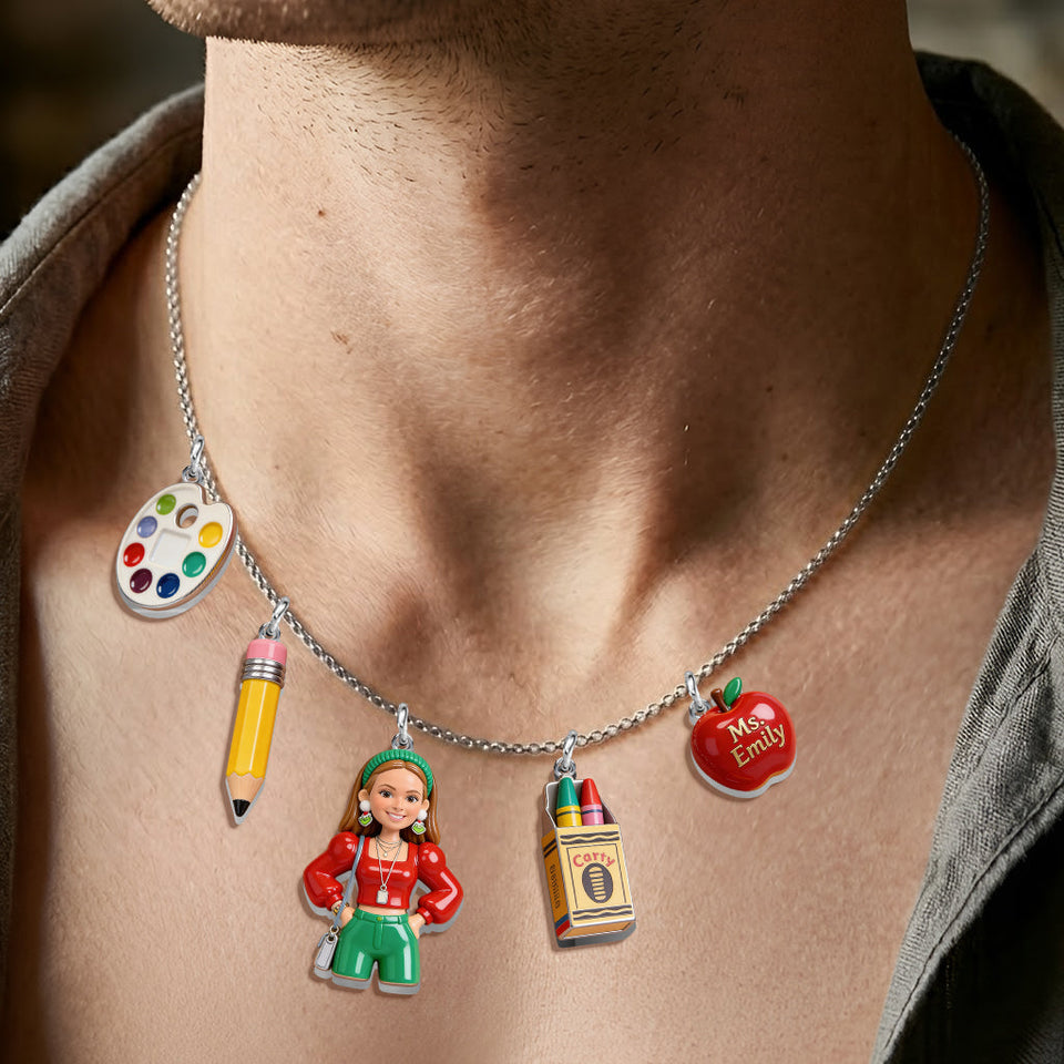 Best Teacher Ever - Personalized Teacher Metal Necklaces With Pendants