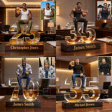 Personalized Older Latino Man Retirement Shaped Acrylic Plaque Custom Office Desk Trophy Anniversary Gift for Him Husband Dad Boss