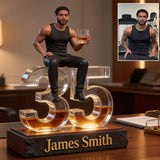 Personalized Latino Man Milestone Birthday Shaped Acrylic Plaque Custom Office Desk Trophy Anniversary Gift for Him Husband Boyfriend