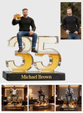 Personalized Latino Man Milestone Birthday Shaped Acrylic Plaque Custom Office Desk Trophy Anniversary Gift for Him Husband Boyfriend