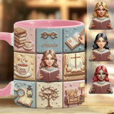 Reading Lover Bookaholic - Personalized Breast Cancer Awareness Accent Mug
