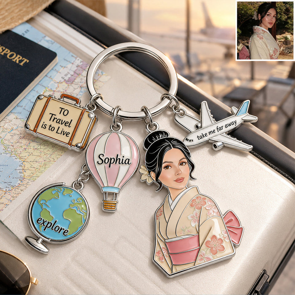 To Travel Is To Live - Personalized Travelling Premium Keychain With Charms